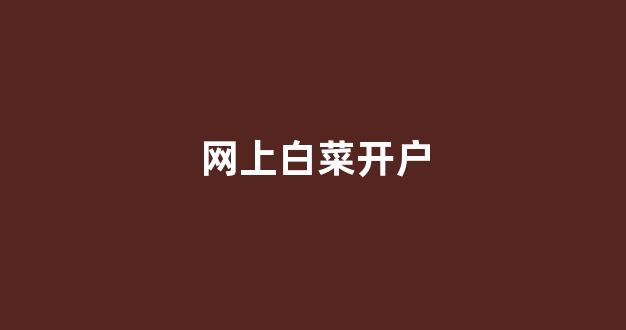 网上白菜开户